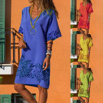 Casual V-neck plus size dress