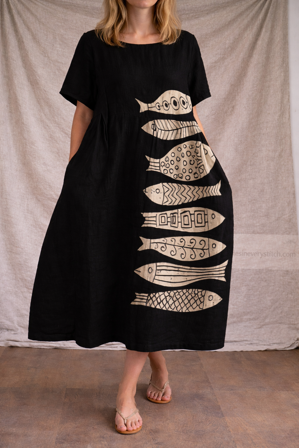 Ocean Ink Oversized Artistic Midi Dress