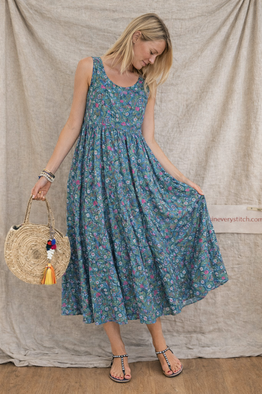 Meadow Breeze Button Front Midi Dress