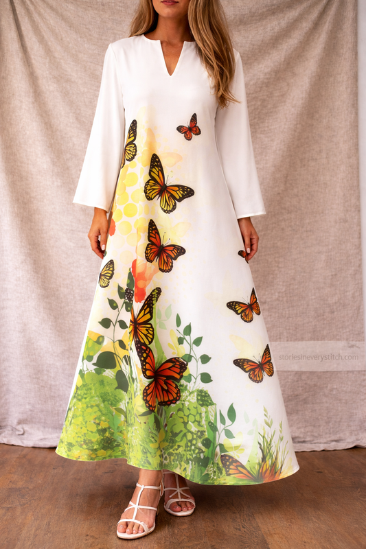 Elegant Bloom V-Neck Maxi Dress