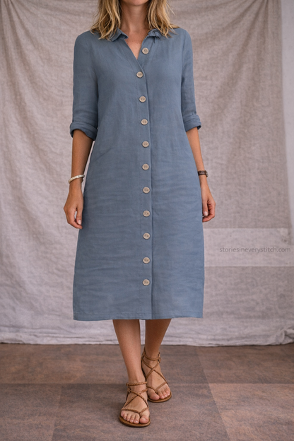 Casual Button-Front Shirt Mini Dress