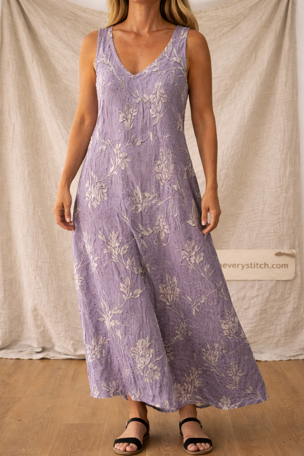 Bohemian Print Sleeveless V-Neck Maxi Dress