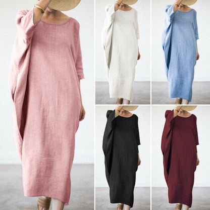 Bat Cotton And Linen Plus Thickening Plus Fat Dress