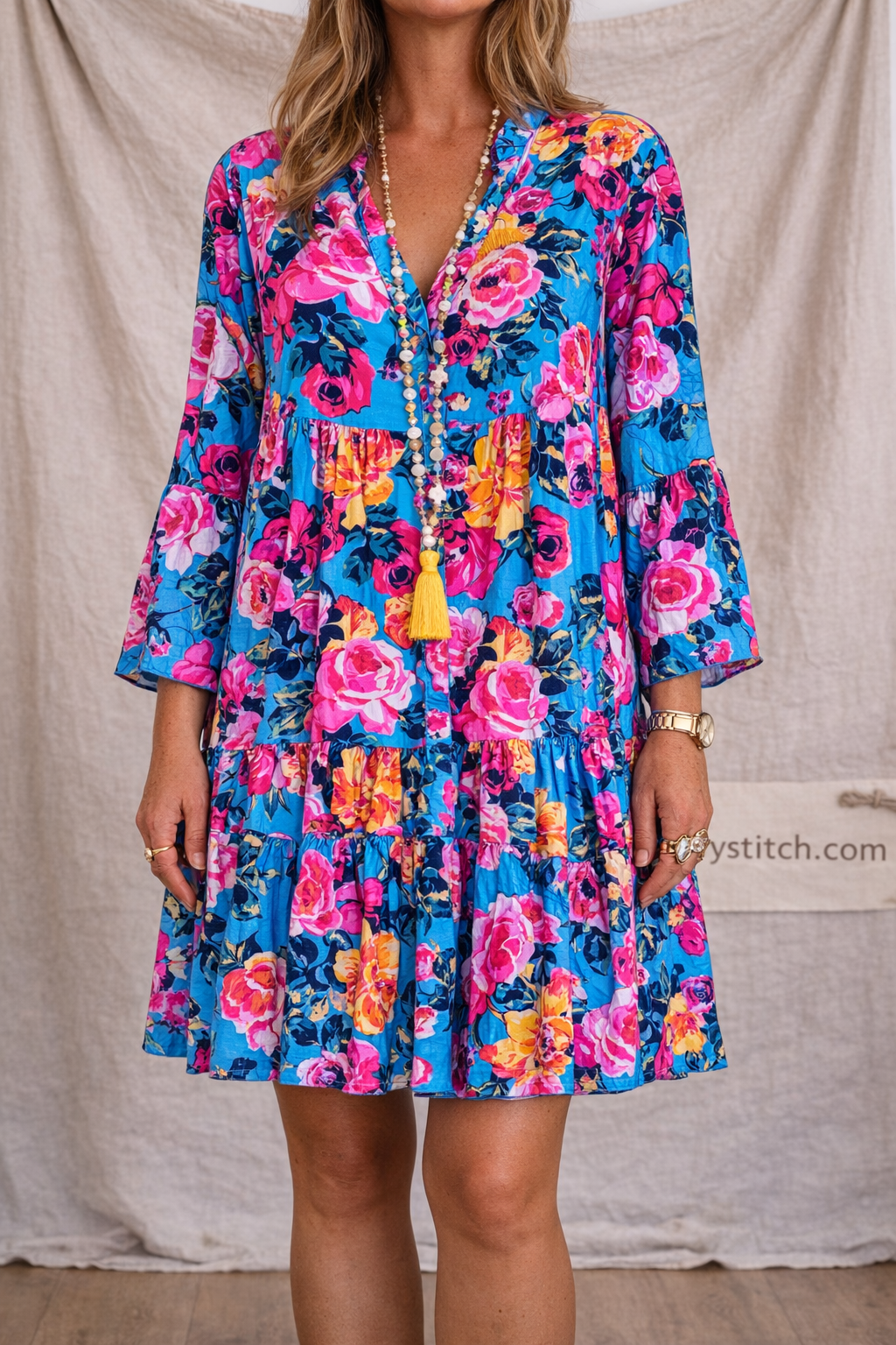 Vibrant Floral Ruffle Mini Dress