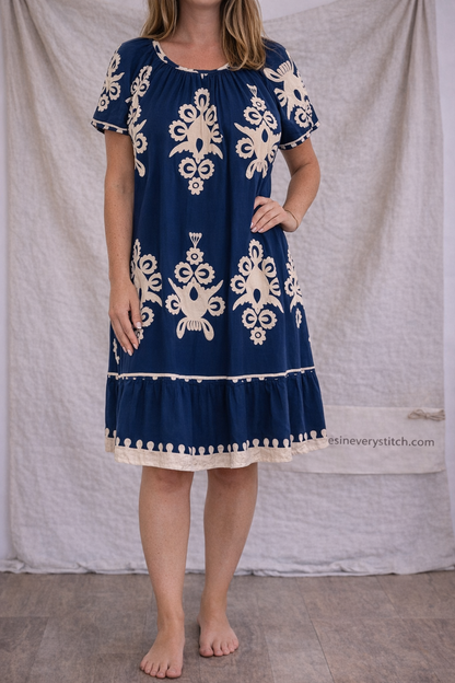 Boho Embroidered Fringe Mini Dress