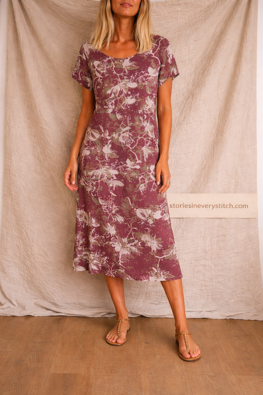 Floral Short Sleeve Midi Dress