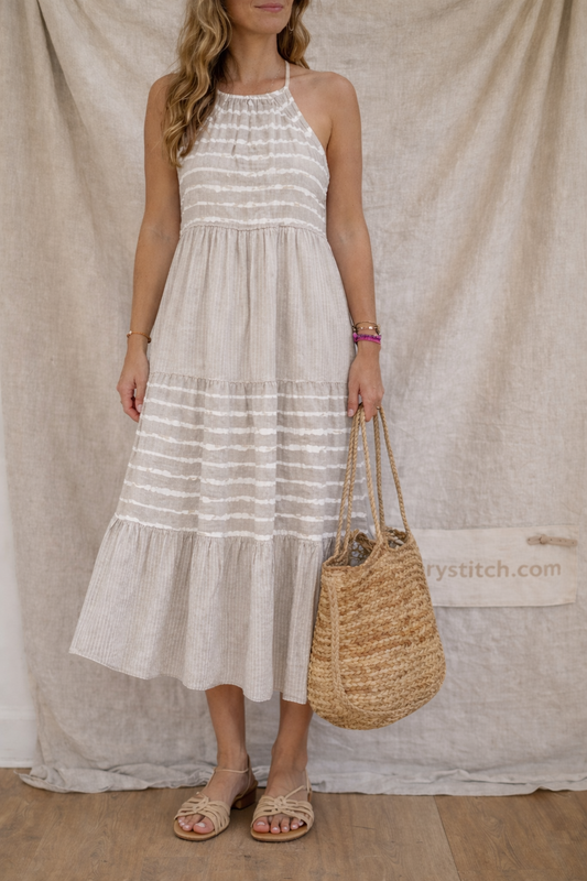 Lace Trim Smocked Midi Dress