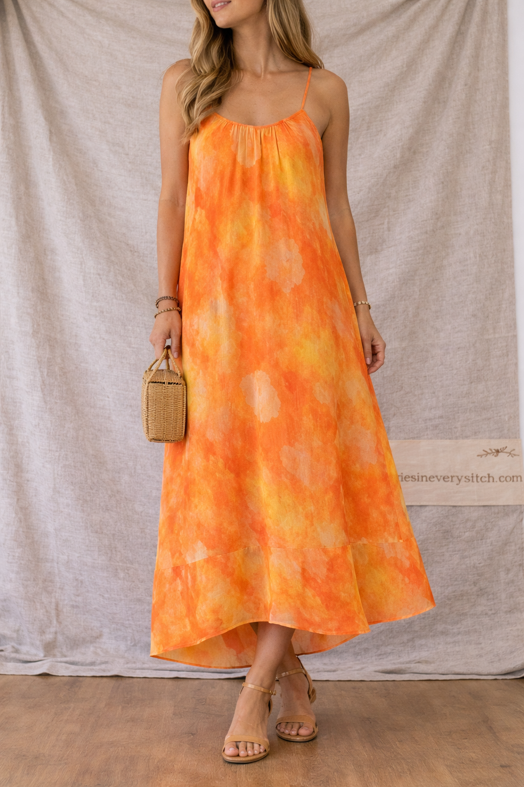 Women’s Boho Spaghetti Strap Maxi Dress – Casual Loose Summer Beach Dress