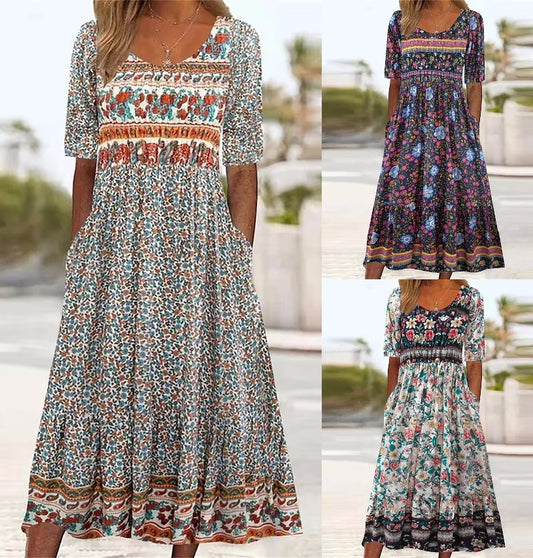 Ethnic Style Summer Printed Fashion Slim Dress