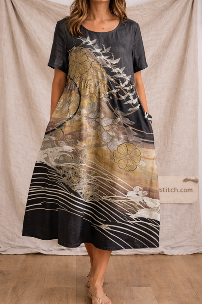 Artistic Flow Oversized Midi Dress