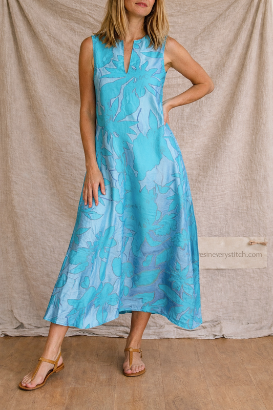 Abstract Print Sleeveless Flowy Maxi Dress