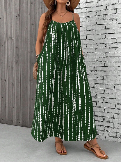 Womens Loose Casual Plus-Size Printed Dress