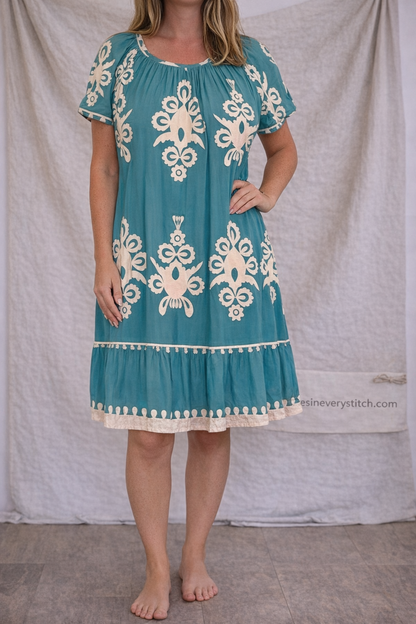 Boho Embroidered Fringe Mini Dress