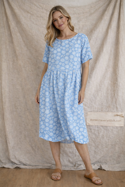 Casual Printed Pocket Midi Dress