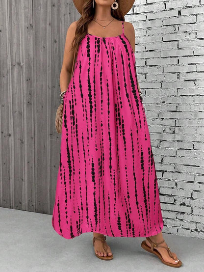 Womens Loose Casual Plus-Size Printed Dress