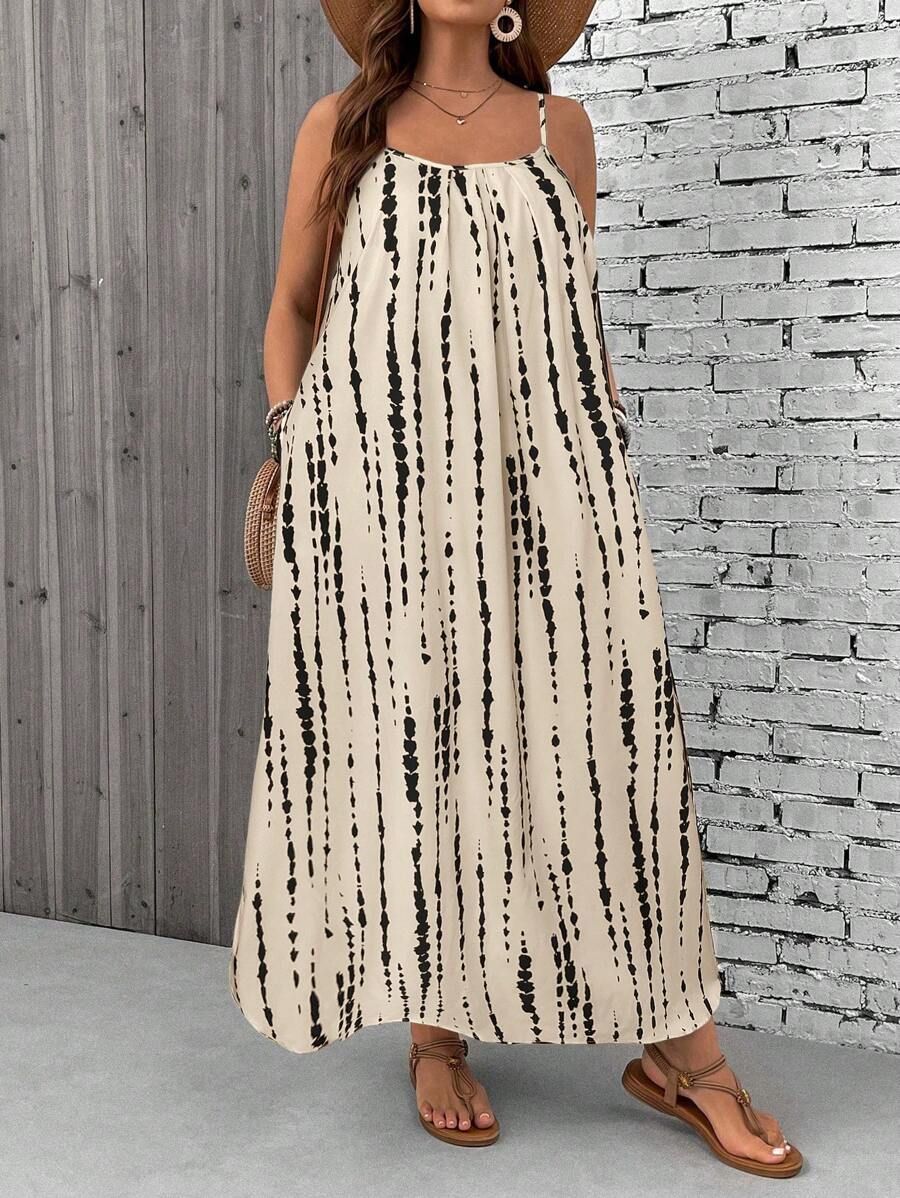 Womens Loose Casual Plus-Size Printed Dress