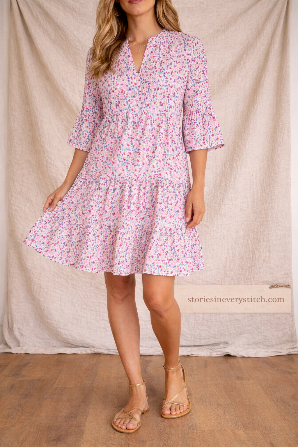 Printed Button Shirt Mini Dress