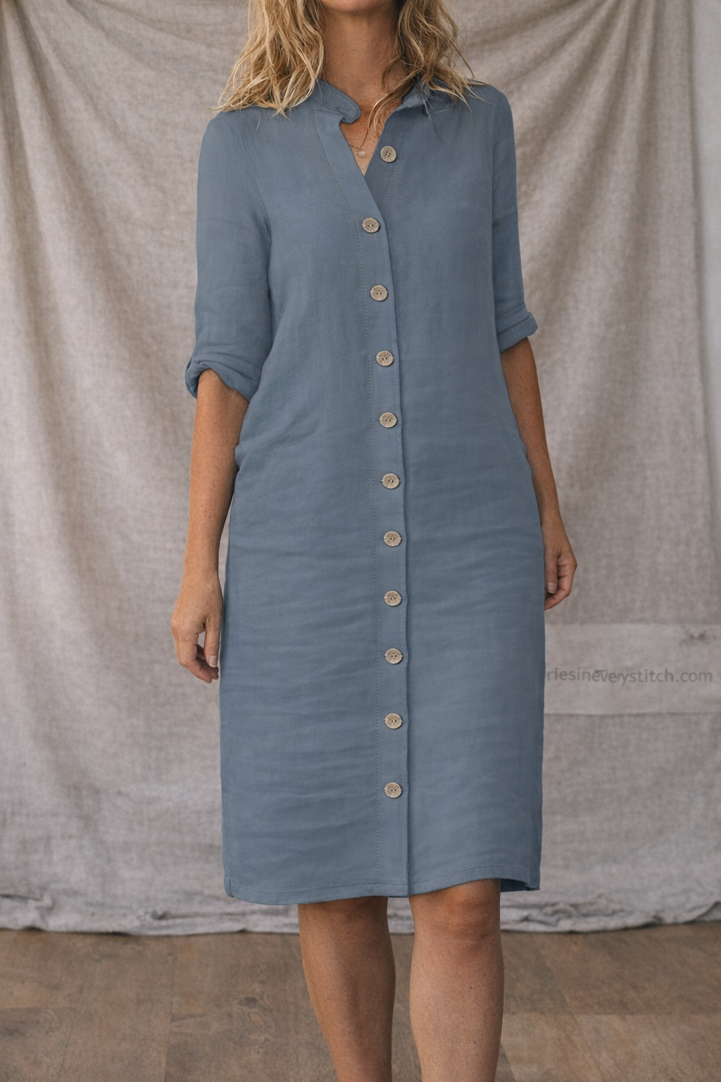 Casual Button-Front Shirt Mini Dress