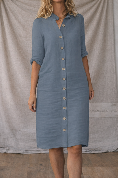 Casual Button-Front Shirt Mini Dress