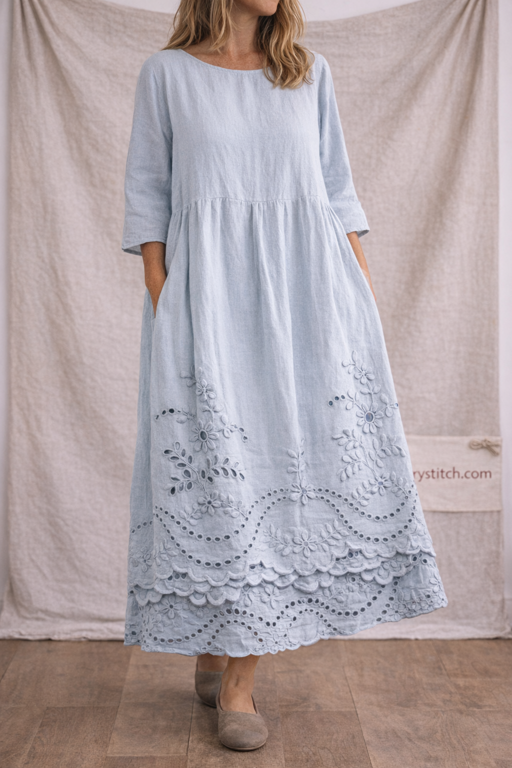 Everyday Charm Polka Dot & Lace Midi Dress