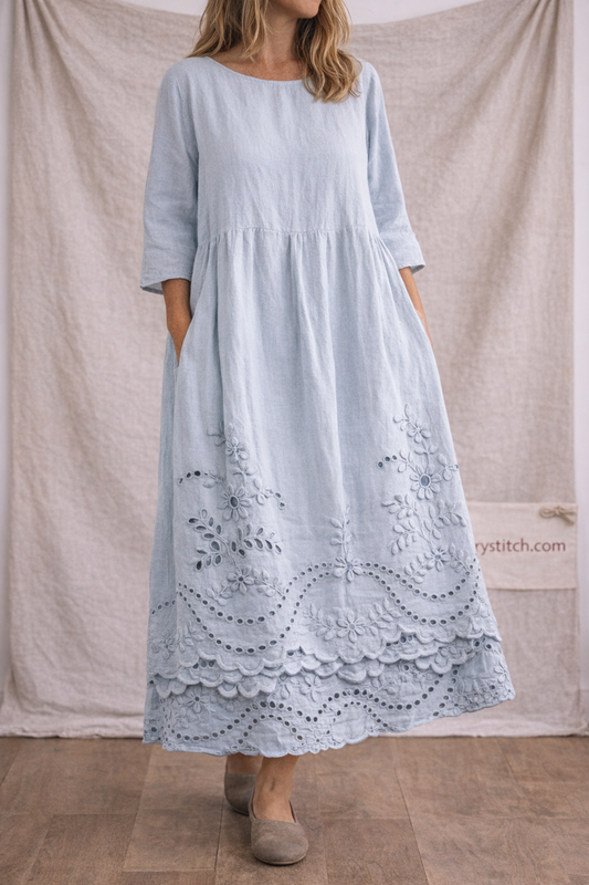 Everyday Charm Polka Dot & Lace Midi Dress