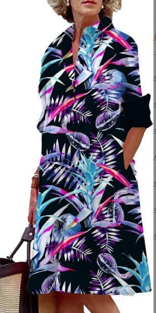 Fashion Polka Dot Printed 3d Printed Shirt Dress