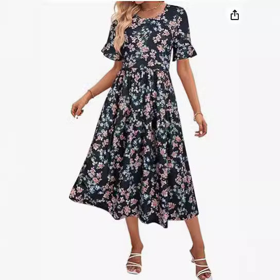 Women's Summer Dress Casual Short Sleeved