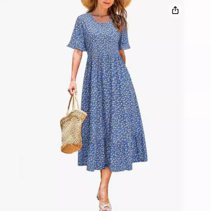 Women's Summer Dress Casual Short Sleeved