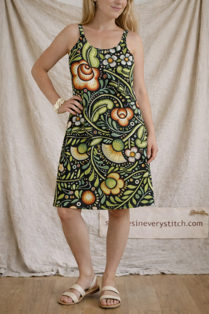Retro Print Sleeveless A-Line Mini Dress
