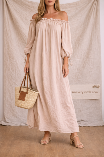 Off-Shoulder Ruffle Neck Maxi Dress