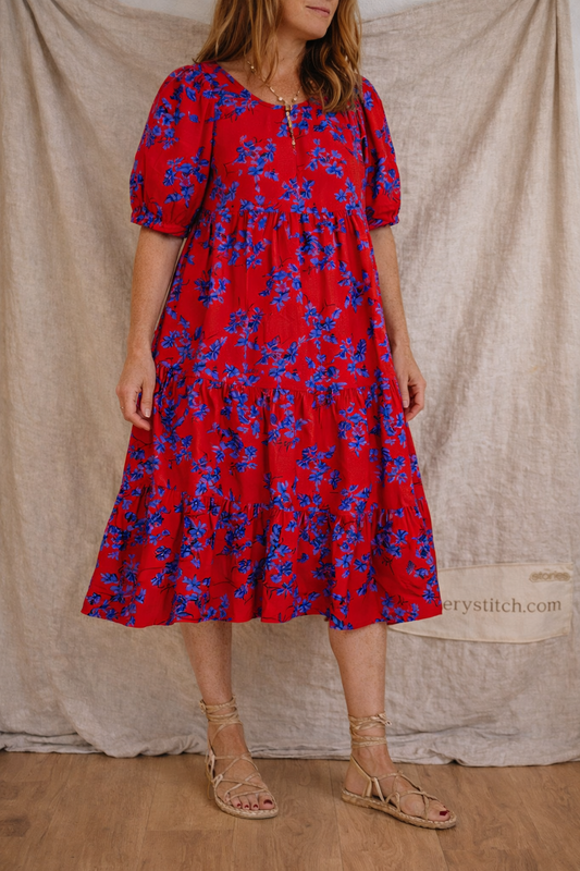 Floral Print Button Midi Dress