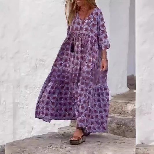 Geometric Print Street Plus Size Women's Dress