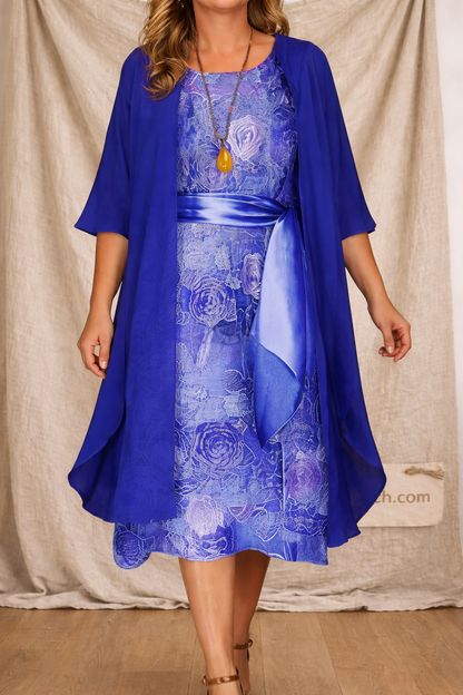 Plus Size Asymmetric Dress Set - Elegant