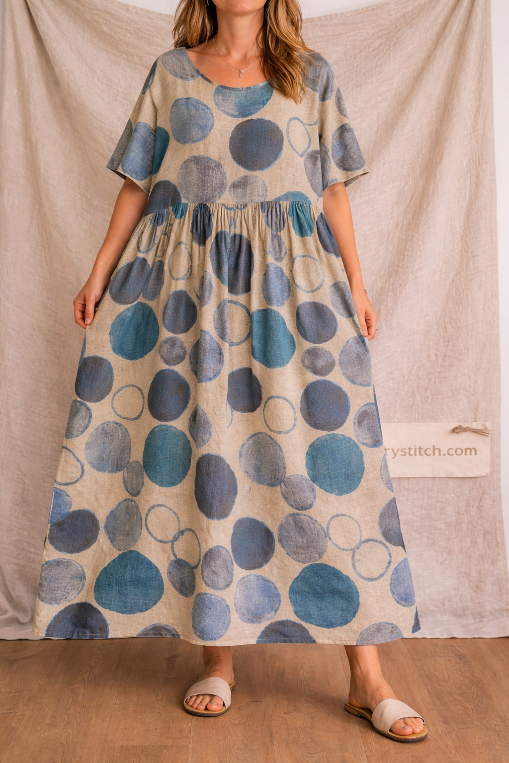Oversized Polka Dot Cotton Maxi Dress