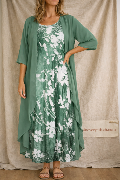 Floral Short Sleeve Midi Dress