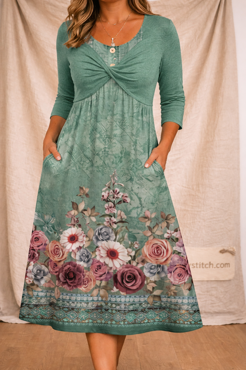 Twist Front Floral Maxi Dress