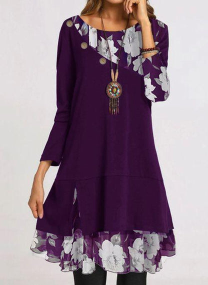 Fashion Chiffon Print Loose Plus Size Dress