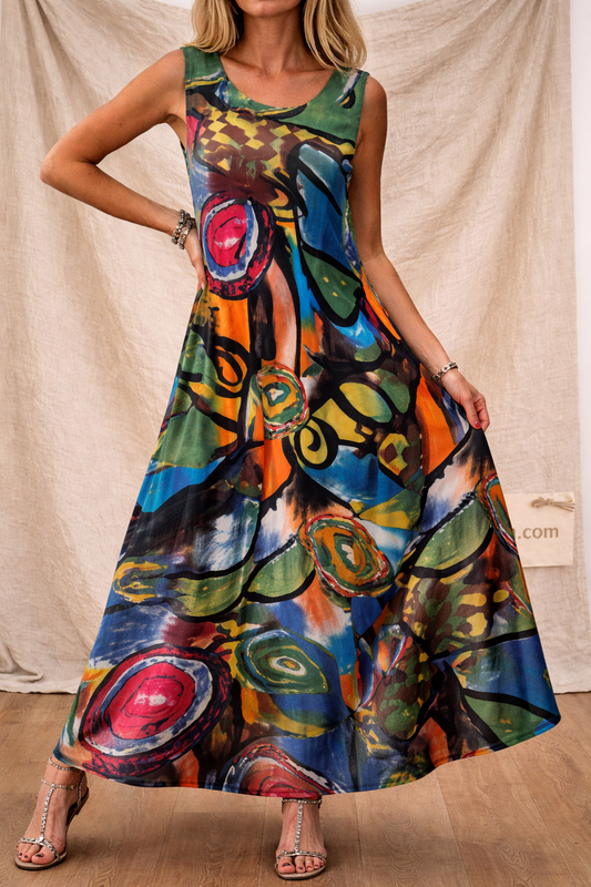 Maxi Dress – Artistic Sleeveless Print