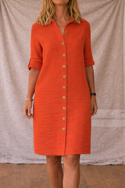 Casual Button-Front Shirt Mini Dress