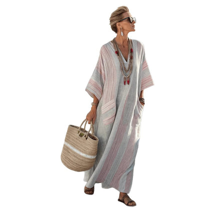 Elegant Plus Size Printed Long Large Hem Dress