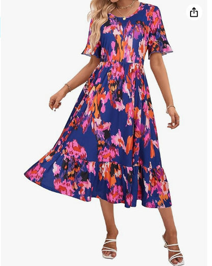 Women's Summer Dress Casual Short Sleeved