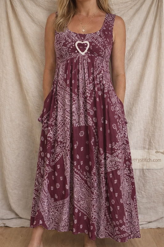 Printed Sleeveless Midi Dress