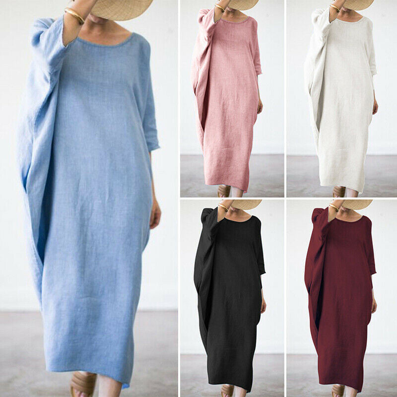 Bat Cotton And Linen Plus Thickening Plus Fat Dress