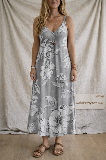 Tropical Breeze V-Neck Maxi Dress