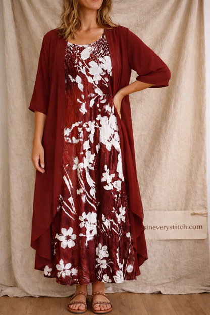 Floral Short Sleeve Midi Dress