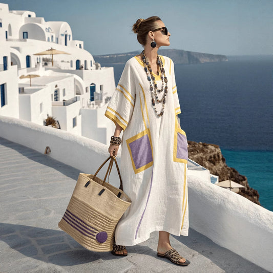 Elegant Plus Size Printed Long Large Hem Dress