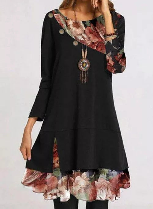 Fashion Chiffon Print Loose Plus Size Dress