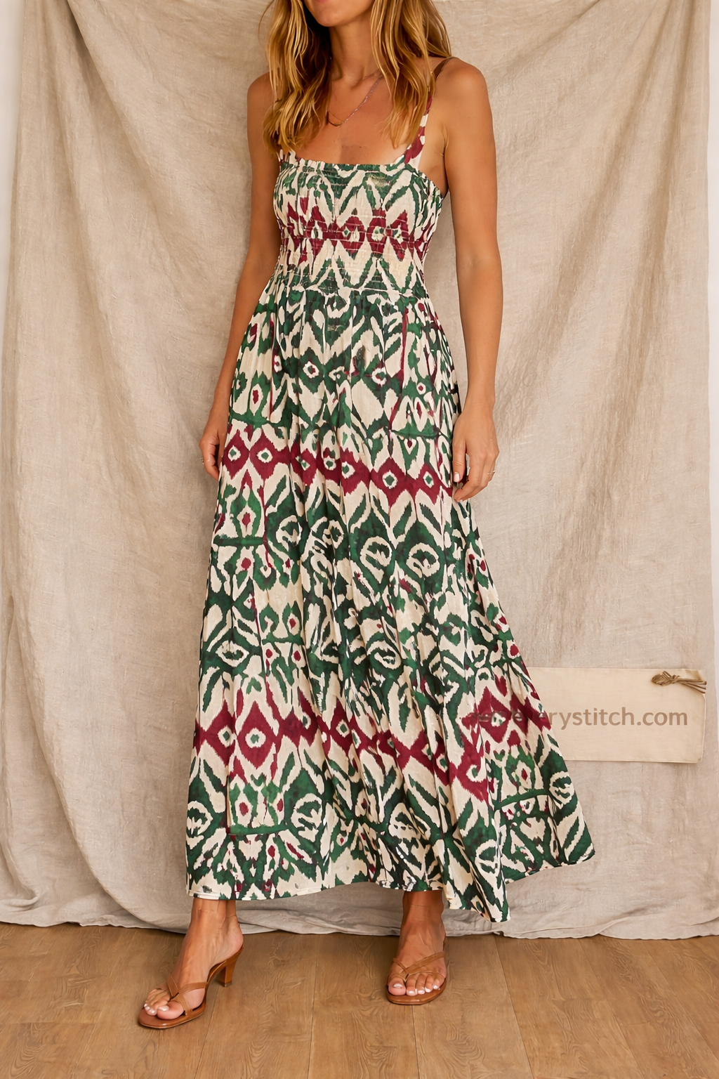 Bohemian Printed Strap Maxi Dress
