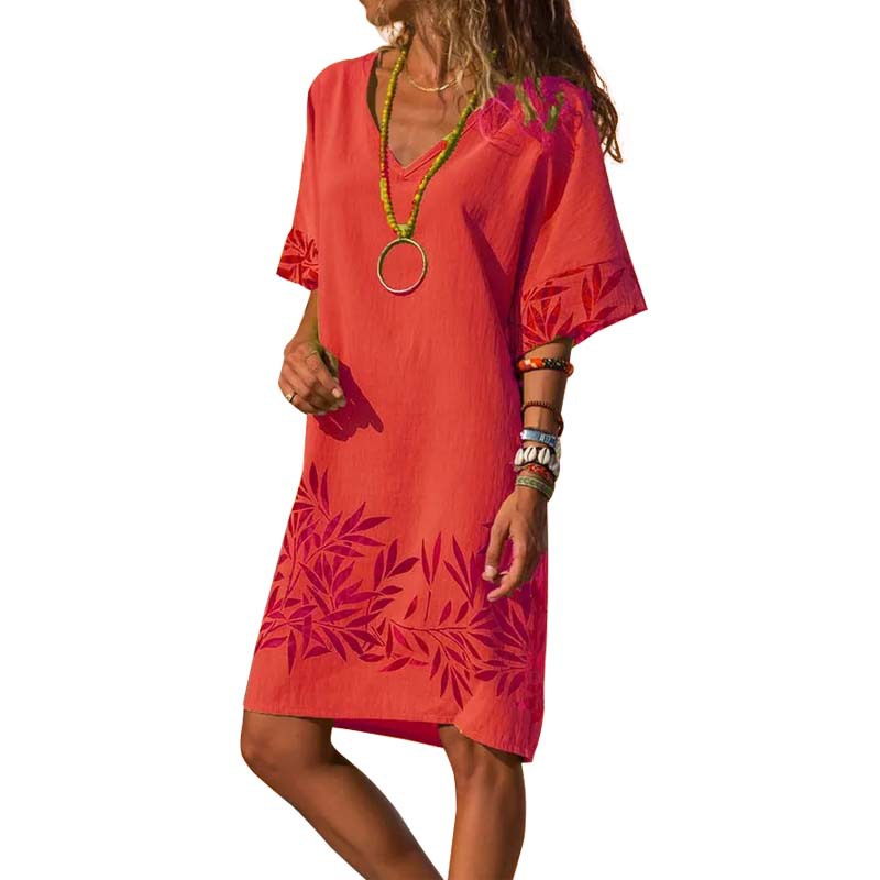 Casual V-neck plus size dress