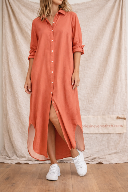 Urban Script Button-Front Maxi Dress